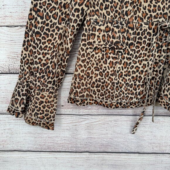 Pamela McCoy Collections Leopard Print Leather Blazer Women's Large Beige - Picture 5 of 15